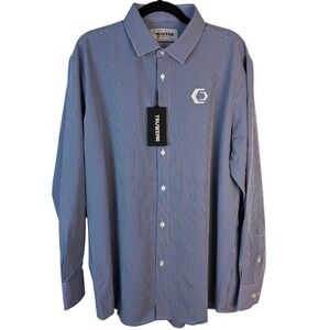 Truwear Phenom Professiona Men'sl Gingham Check Dress Shirt XL 18 34/35 Blue NWT